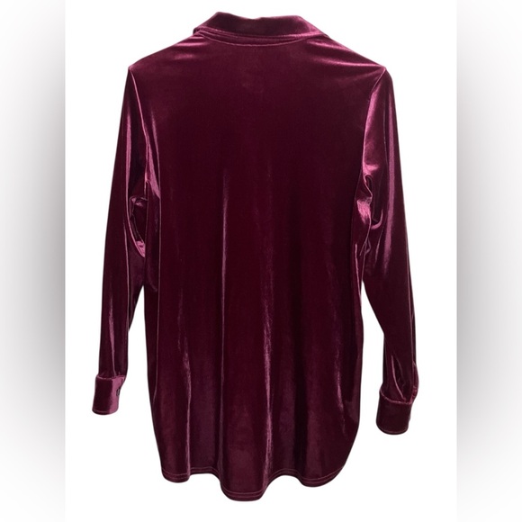 Soft Surroundings Velvet Button Down Shirt M Boyfriend Whimsigoth Autumn Mature - Picture 5 of 5